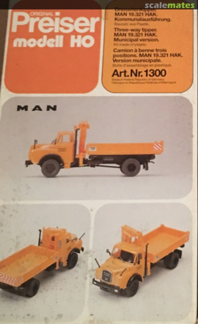 Boxart Dreiseitenkipper MAN 13.921 HAK 1300 Preiser Boxart Dreiseitenkipper MAN 13.921 HAK 1300 Preiser