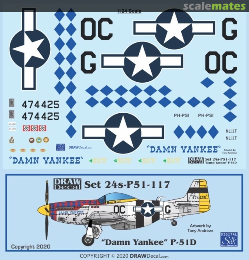 Boxart “Damn Yankee” P-51D 24-P51-117 Draw Decal Boxart “Damn Yankee” P-51D 24-P51-117 Draw Decal