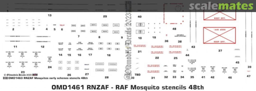 Boxart Royal New Zealand Air Force + Royal Air Force Mosquito Stencils OMD1461 Oldmodels Decals Boxart Royal New Zealand Air Force + Royal Air Force Mosquito Stencils OMD1461 Oldmodels Decals