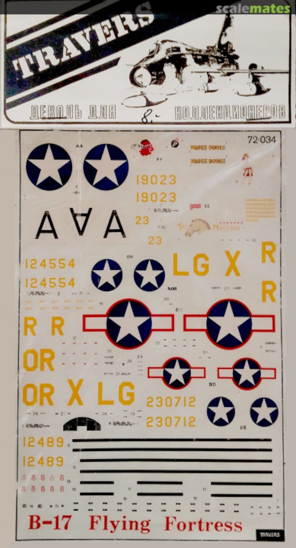 Boxart B-17 Flying Fortress 72-034 Travers Boxart B-17 Flying Fortress 72-034 Travers