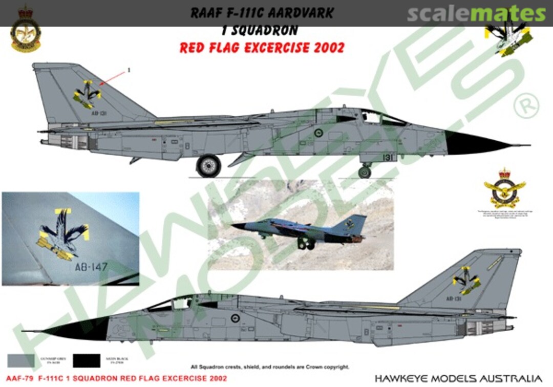 Boxart RAAF F-111C, A8-147, 1 Sqn. Red Flag Exercise 2002 Scheme AAF-079 Hawkeye Models Boxart RAAF F-111C, A8-147, 1 Sqn. Red Flag Exercise 2002 Scheme AAF-079 Hawkeye Models