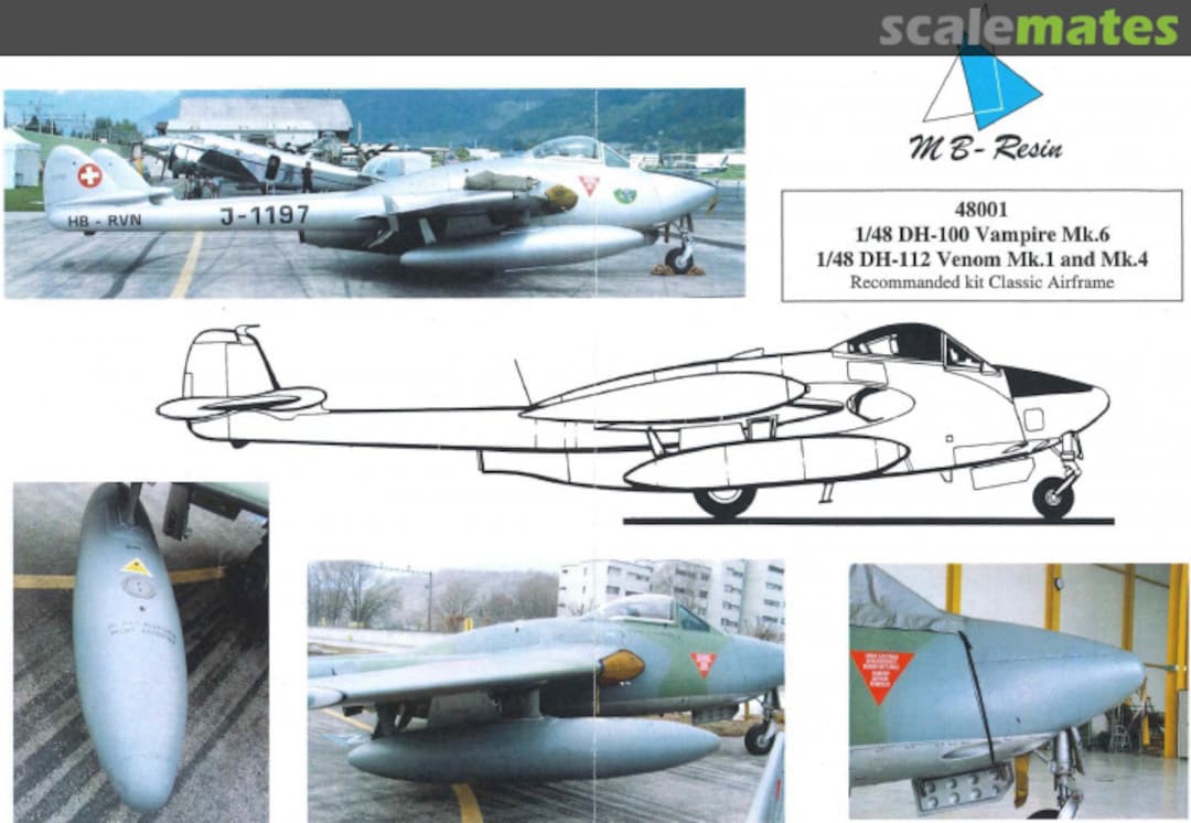 Boxart DH 100 / DH 112 - `Pinocchio´ Nose Conversion & Fuel Tanks 48001 MB-resin Boxart DH 100 / DH 112 - `Pinocchio´ Nose Conversion & Fuel Tanks 48001 MB-resin