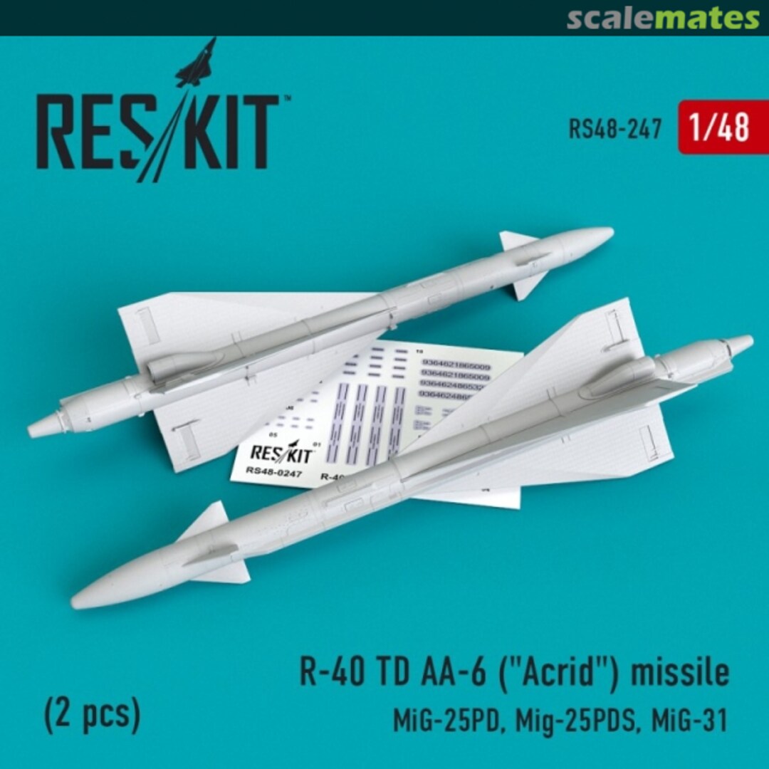 Boxart R-40TD AA-6 (Acrid) missile (2 pcs) RS48-0247 ResKit