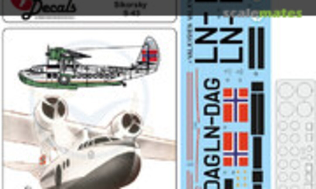 1:72 Re-printed! DNL Det Norske Luftfartselskap Sikorsky S-43 for Sword or Special Hobby kits. Includingmasks for the windows. (Lima November Decals LN72-529) LN72-529