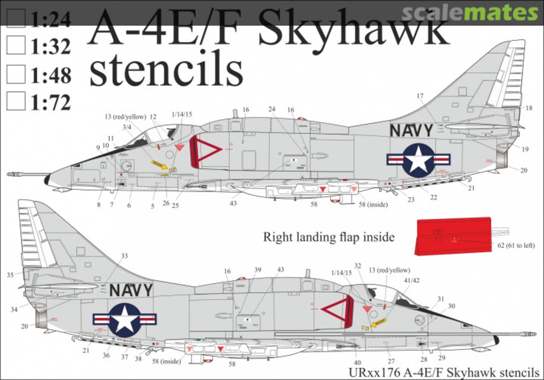 Boxart A-4E/F Skyhawk stencils UR72176 UpRise Decal