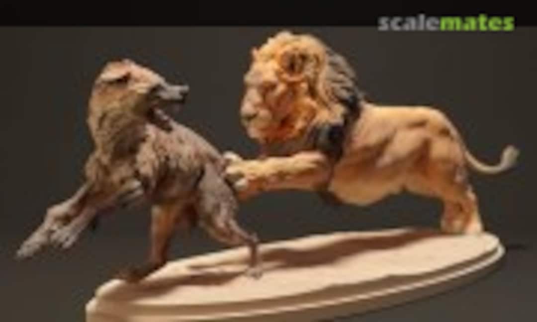 1:35 Male Lion Chasing Hyena (1 set) (EMP3d 35130701) 35130701
