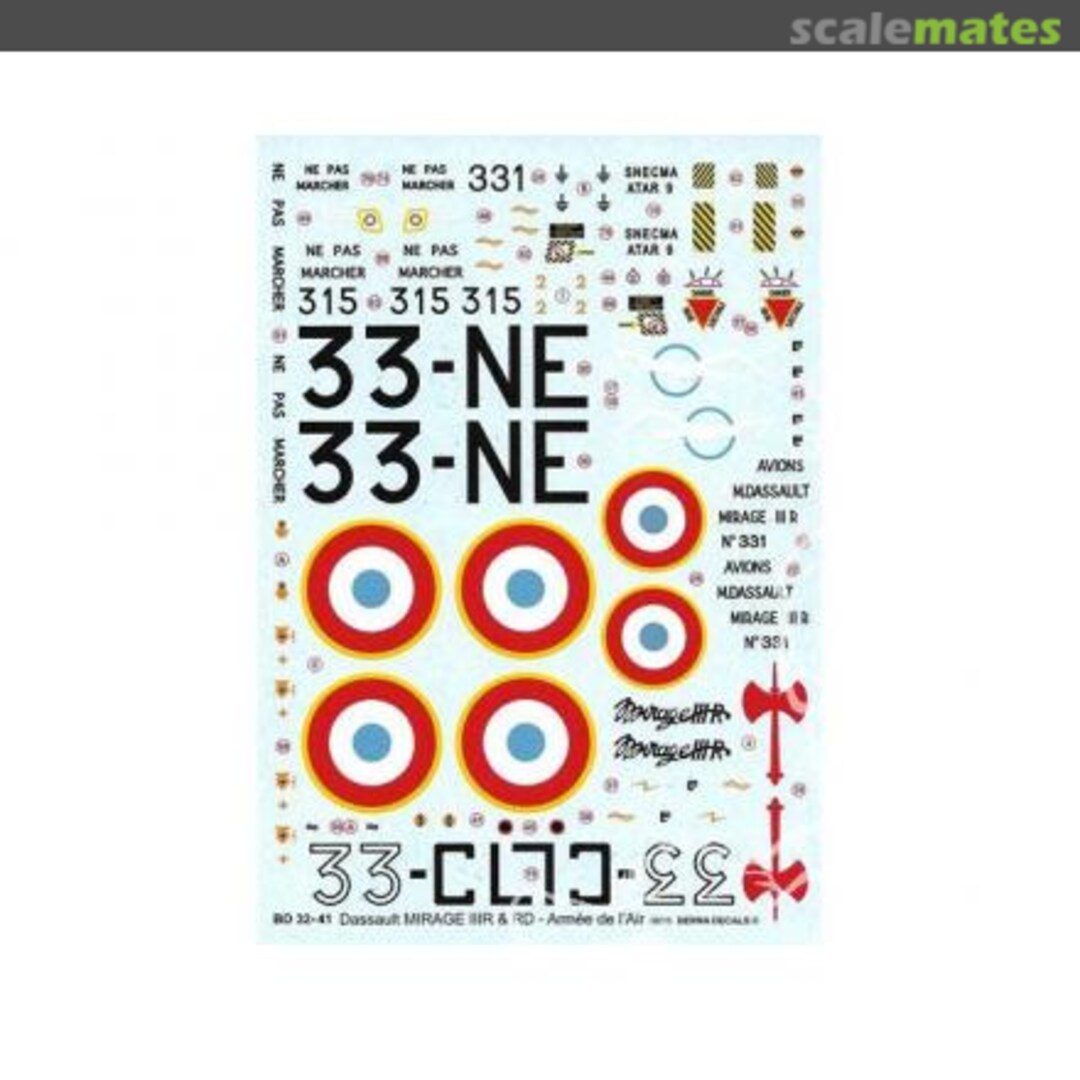Boxart Mirage IIIR & RD Armée de l'Air BD 32-41 Berna Decals Boxart Mirage IIIR & RD Armée de l'Air BD 32-41 Berna Decals