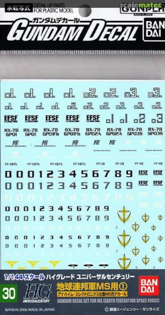 Boxart Decals for MS (Earth Federation Space Force) 1 0145083 Bandai