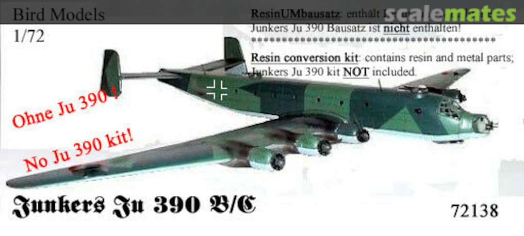 Boxart Junkers Ju 390 C Fernbomber 72138A Bird Models Boxart Junkers Ju 390 C Fernbomber 72138A Bird Models