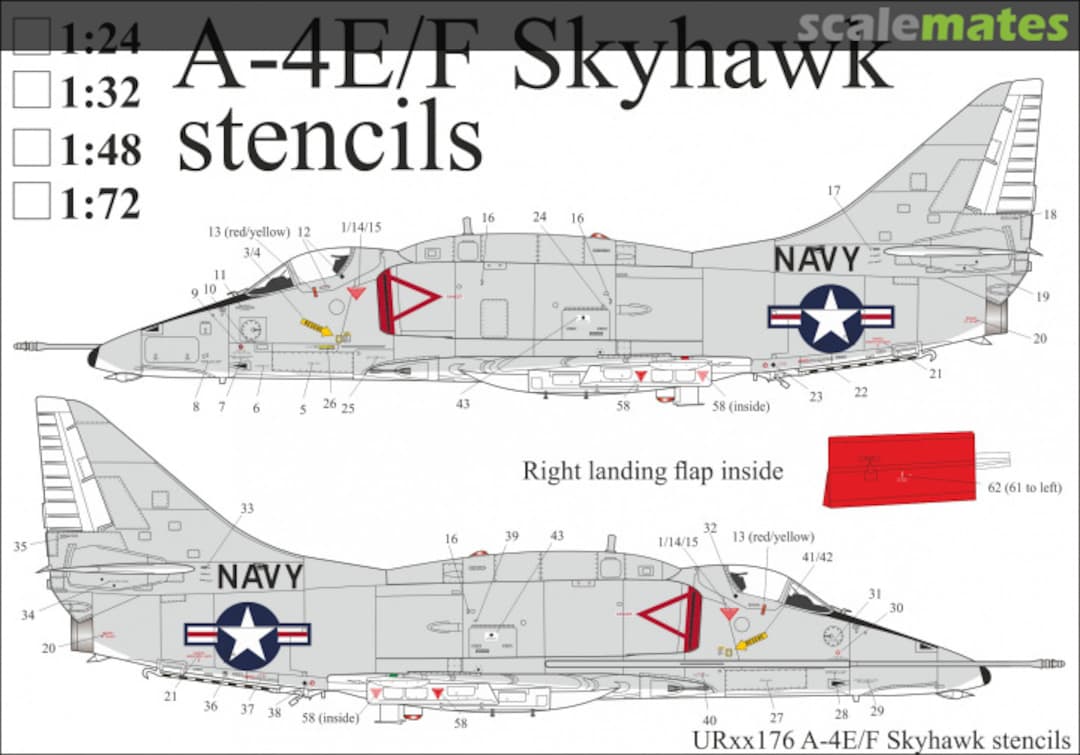 Boxart A-4E/F Skyhawk stencils UR48176 UpRise Decal Boxart A-4E/F Skyhawk stencils UR48176 UpRise Decal