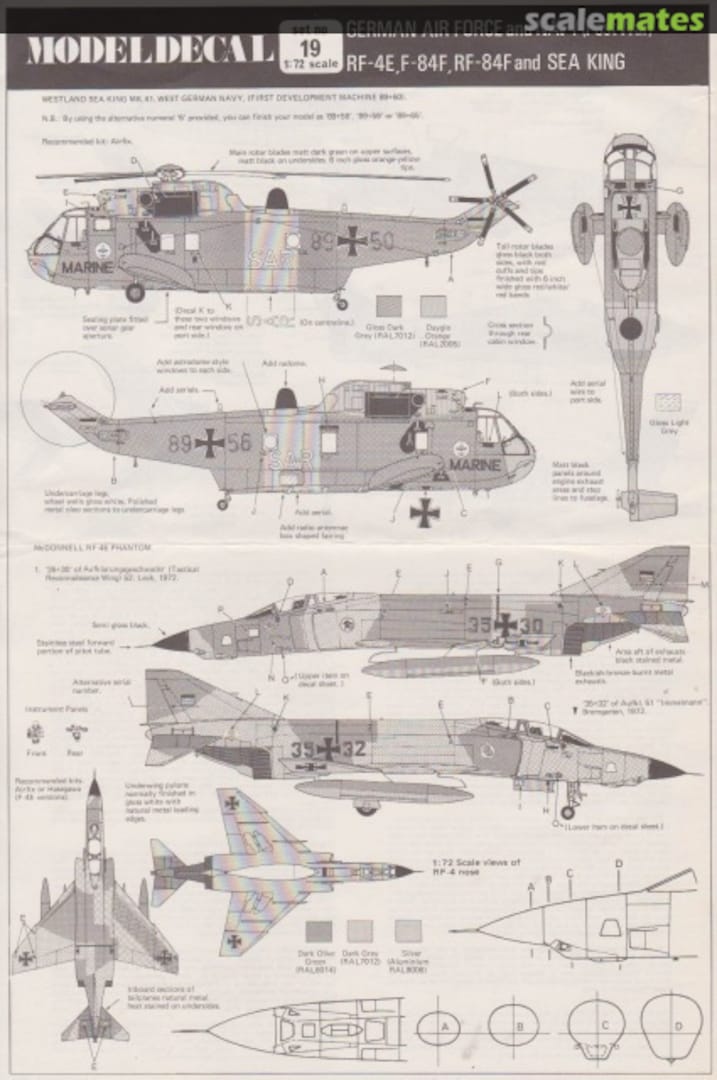 Boxart German Air Force and Navy (Post War): RF-4E, F-84F, RF-84F and Sea King 19 Modeldecal Boxart German Air Force and Navy (Post War): RF-4E, F-84F, RF-84F and Sea King 19 Modeldecal