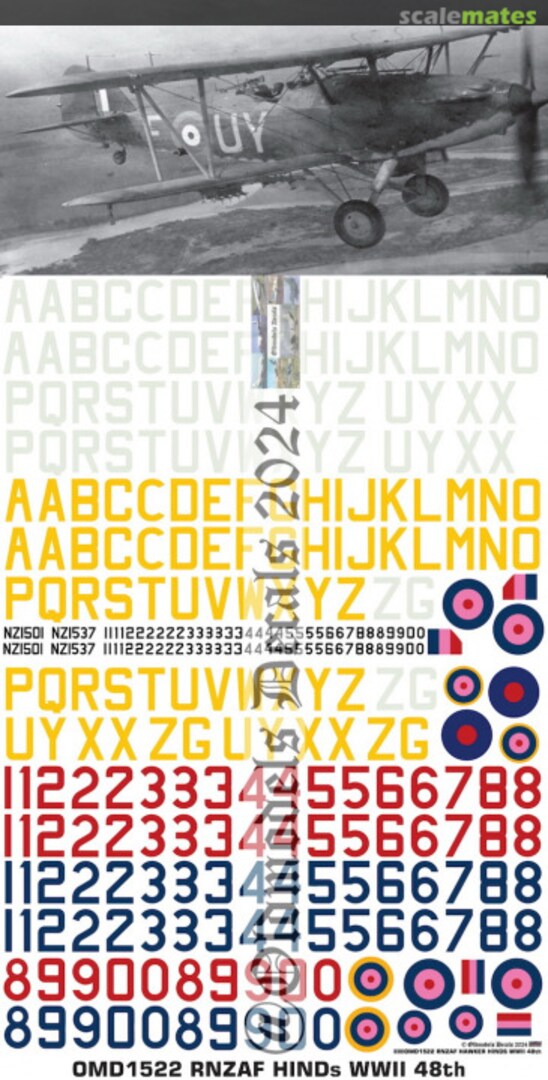 Boxart Hawker Hind Royal New Zealand Air Force OMD1522 Oldmodels Decals