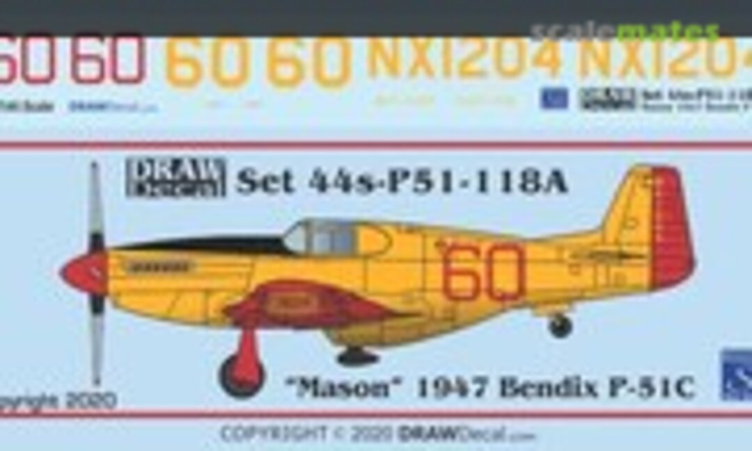 1:144 “Mason” 1946 Bendix P-51C (Draw Decal 44-P51-118A) 44-P51-118A
