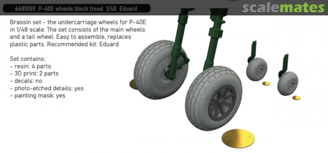 Boxart P-40E Wheels Block Tread 6481059 Eduard Boxart P-40E Wheels Block Tread 6481059 Eduard