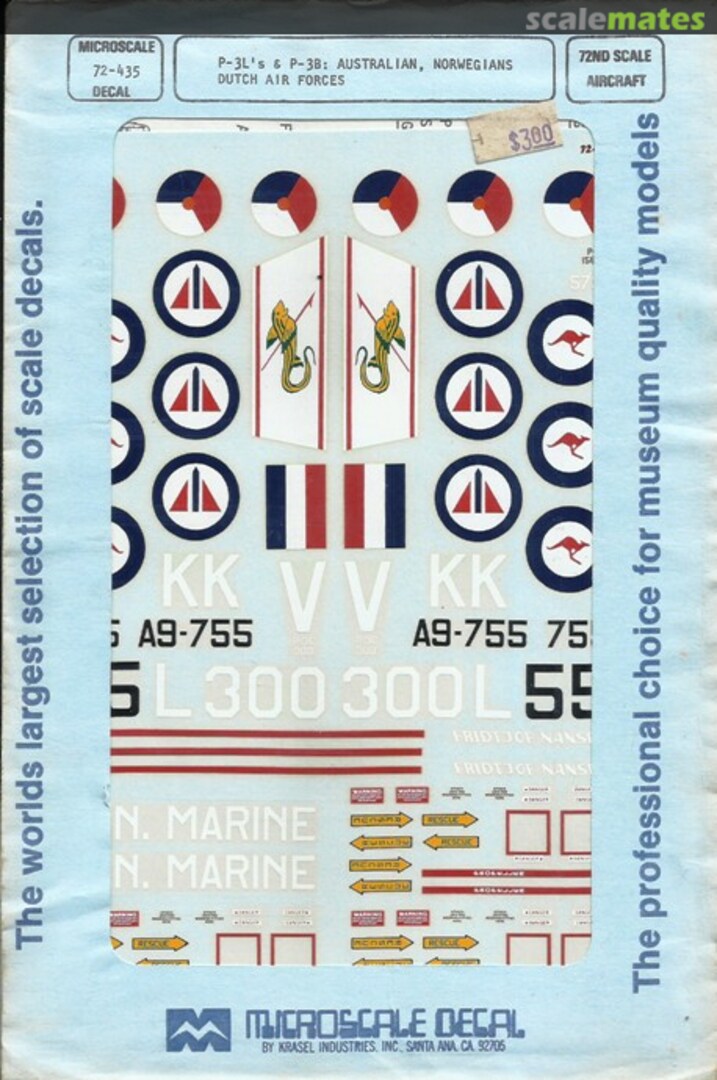 Boxart P-3L's & P-3B 72-435 Microscale Boxart P-3L's & P-3B 72-435 Microscale