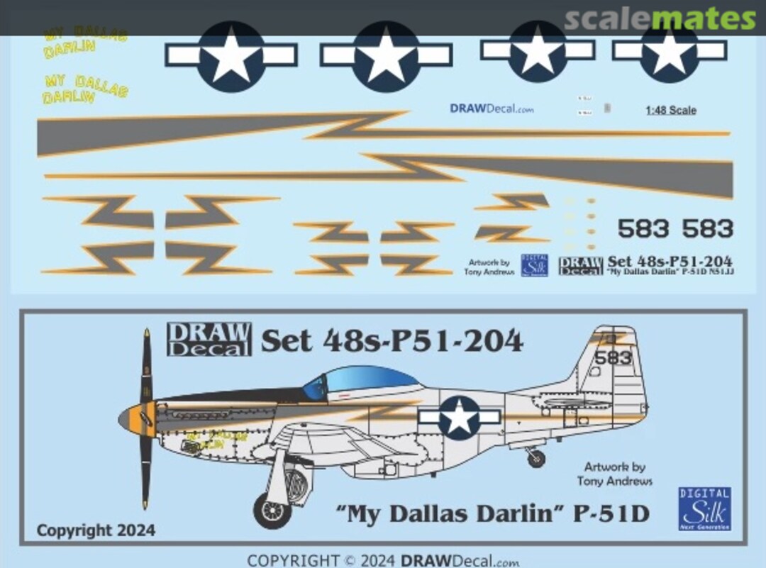 Boxart “My Dallas Darlin” P-51D 48-P51-204 Draw Decal Boxart “My Dallas Darlin” P-51D 48-P51-204 Draw Decal