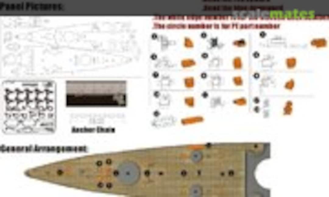 1:700 WWII German Battlecruiser Scharnhorst wooden deck (Wood Hunter W70020) W70020