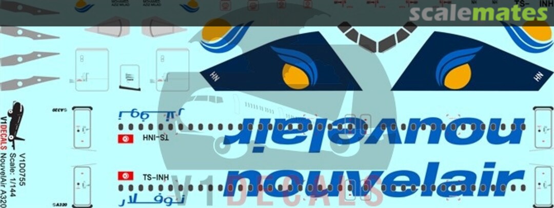 Boxart Nouvelair Airbus A320 V1D0755-144 V1 Decals Boxart Nouvelair Airbus A320 V1D0755-144 V1 Decals