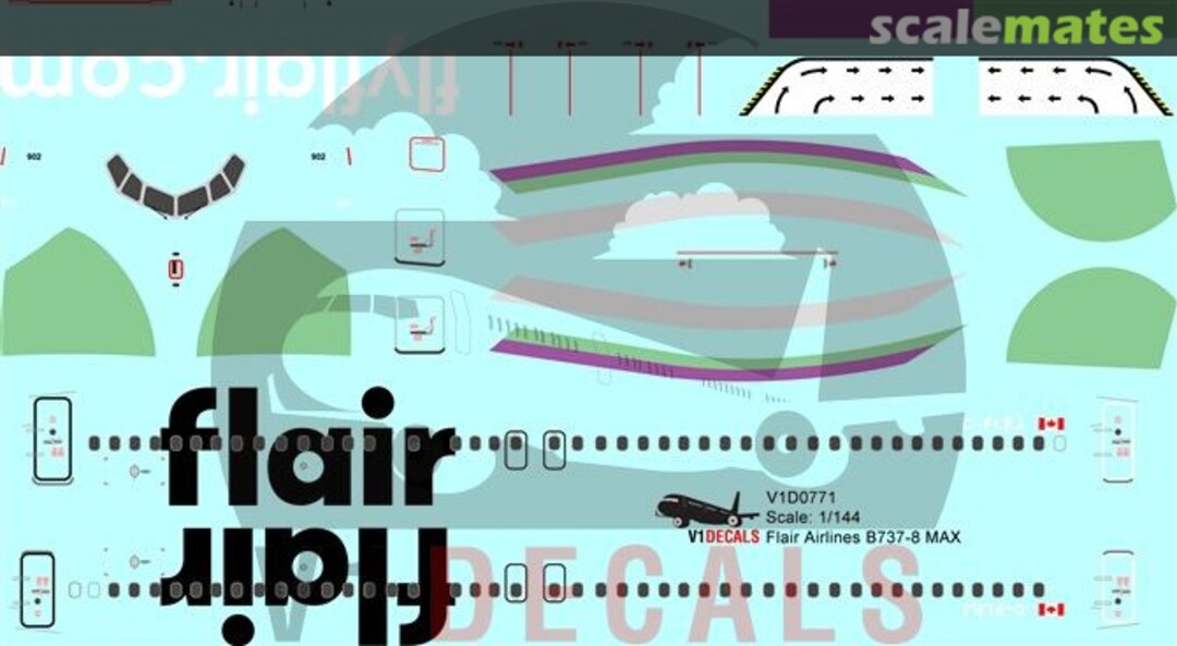 Boxart Flair Airlines Boeing 737-8 MAX V1D0771-144 V1 Decals