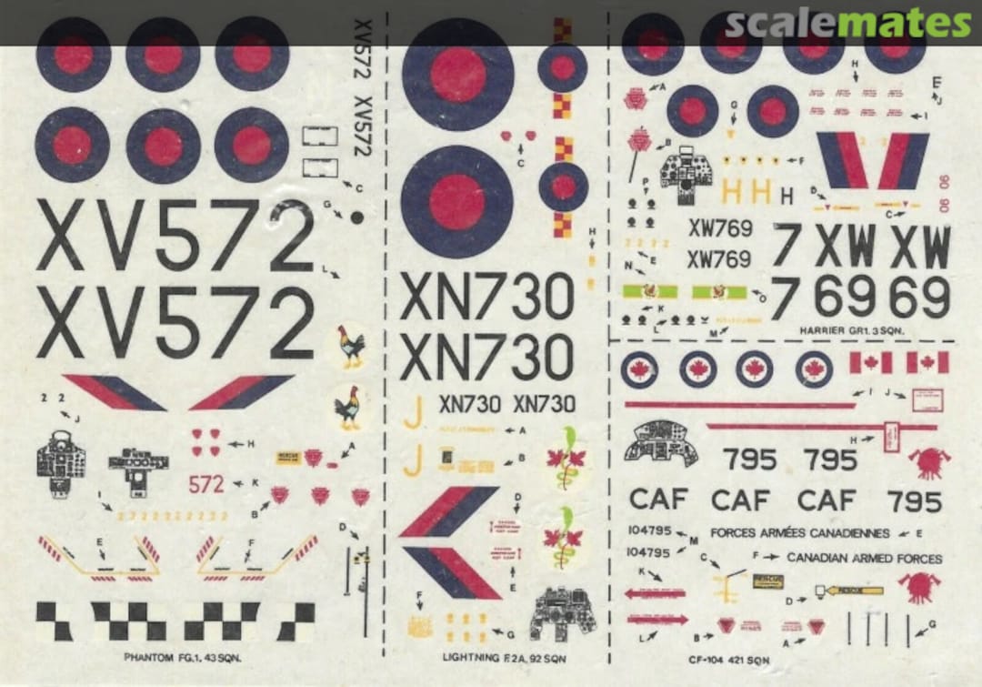 Boxart Lightning F.2A, Phantom FG1, Harrier GR1, CF-104 Starfighter 23 Modeldecal Boxart Lightning F.2A, Phantom FG1, Harrier GR1, CF-104 Starfighter 23 Modeldecal