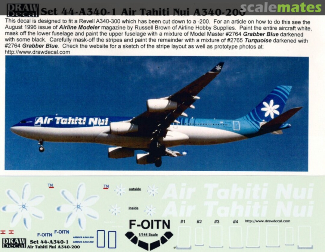 Boxart Air Tahiti Nui A340-300s 44-A340-1 Draw Decal Boxart Air Tahiti Nui A340-300s 44-A340-1 Draw Decal