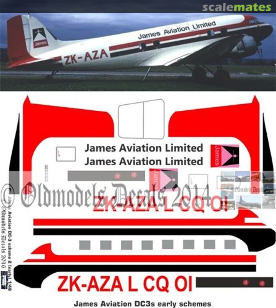 Boxart James Aviation DC-3 early scheme OMD0452C Oldmodels Decals Boxart James Aviation DC-3 early scheme OMD0452C Oldmodels Decals
