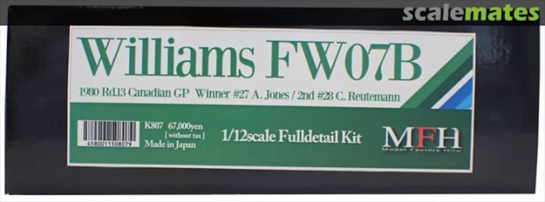 Boxart Williams FW07B K-807 Model Factory Hiro Boxart Williams FW07B K-807 Model Factory Hiro