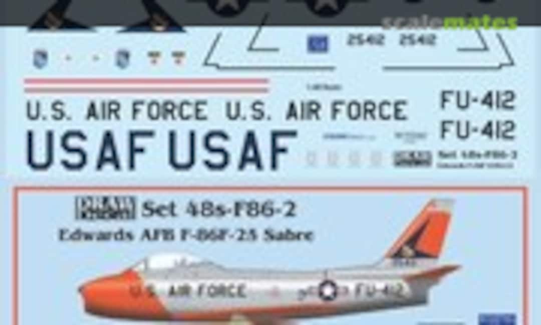 1:48 Edwards AFB F-86F-25 Sabre (Draw Decal 48-F86-02) 48-F86-02