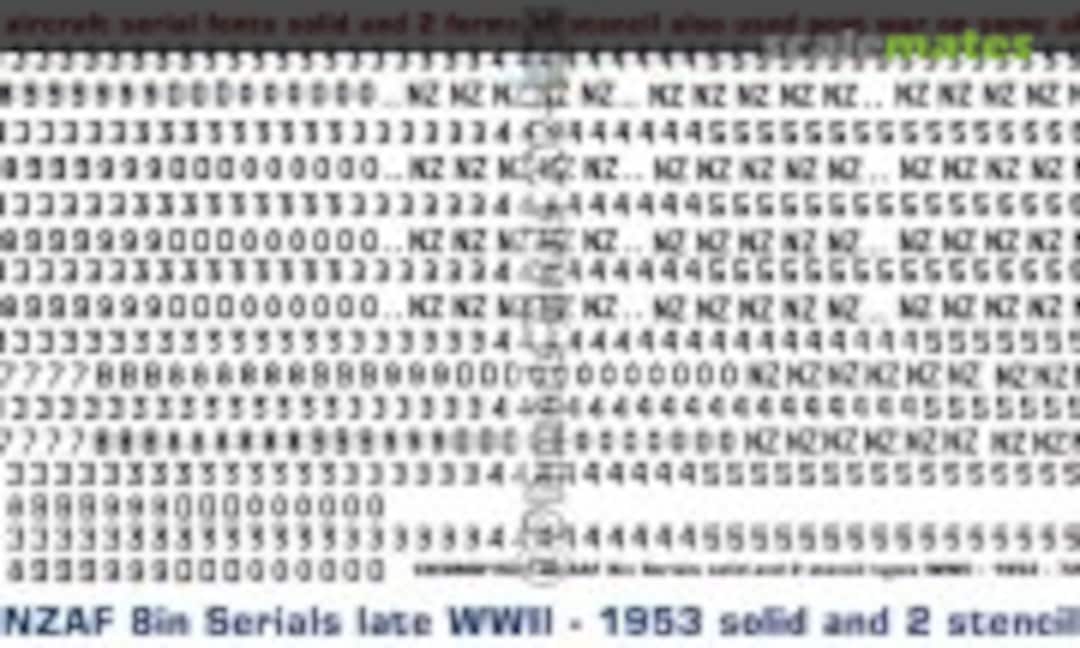 1:72 RNZAF 8in Serials Late WWII to 1953 (Oldmodels Decals OMD1526) OMD1526