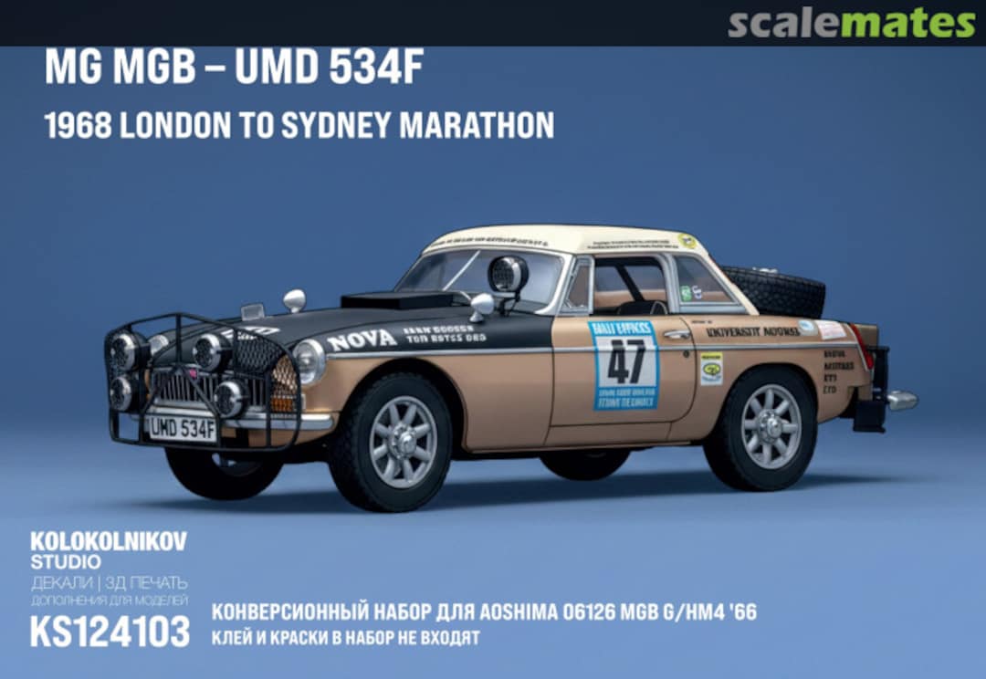 Boxart MG MGB - UMD 534F 1968 London to Sydney Marathon conversion set KS124103 Kolokolnikov Studio Boxart MG MGB - UMD 534F 1968 London to Sydney Marathon conversion set KS124103 Kolokolnikov Studio