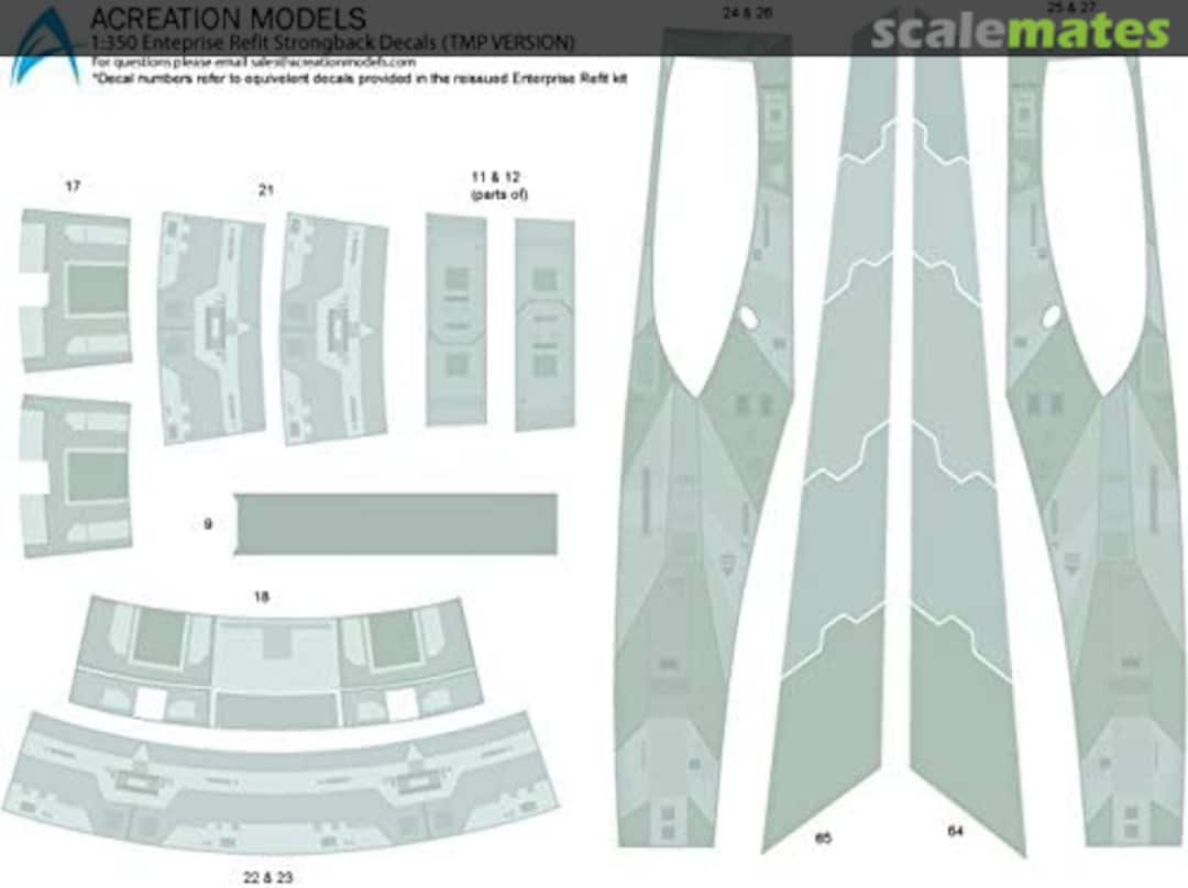 Boxart Enterprise Refit Strongback Decals ACM 128 Acreation Models
