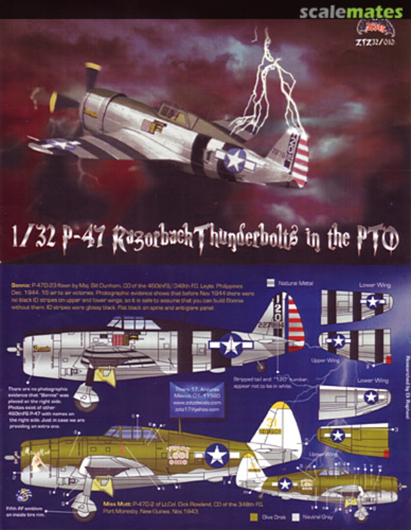 Boxart P-47 Razorback Thunderbolts in th PTO 32010 Zotz Decals
