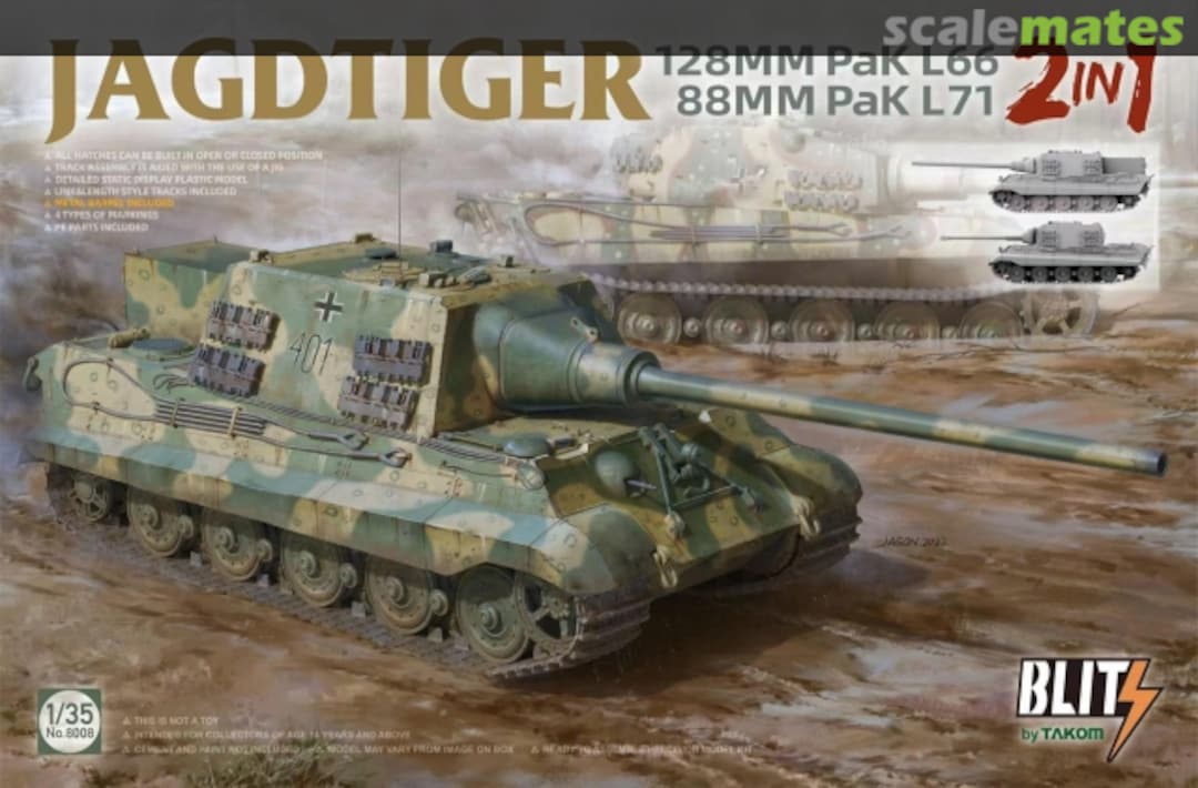 Boxart Jagdtiger 128 mm Pak L66 & 88mm Pak L71 8008 Takom Boxart Jagdtiger 128 mm Pak L66 & 88mm Pak L71 8008 Takom