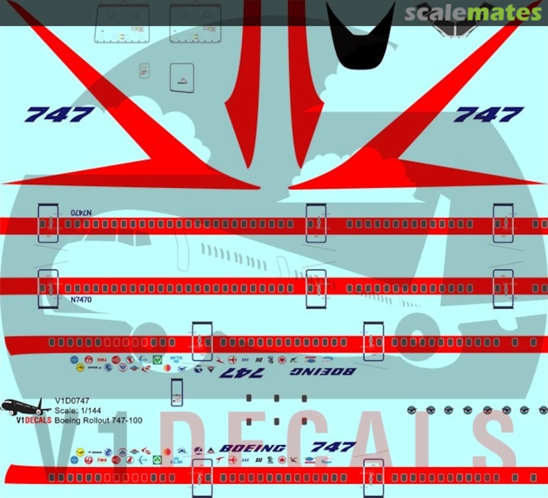 Boxart Boeing 747-100 V1D0747-144 V1 Decals Boxart Boeing 747-100 V1D0747-144 V1 Decals