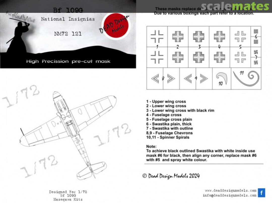 Boxart Messerschmitt Bf 109 G-6 - National Insignias & Markings NM72121 DEAD Design Models