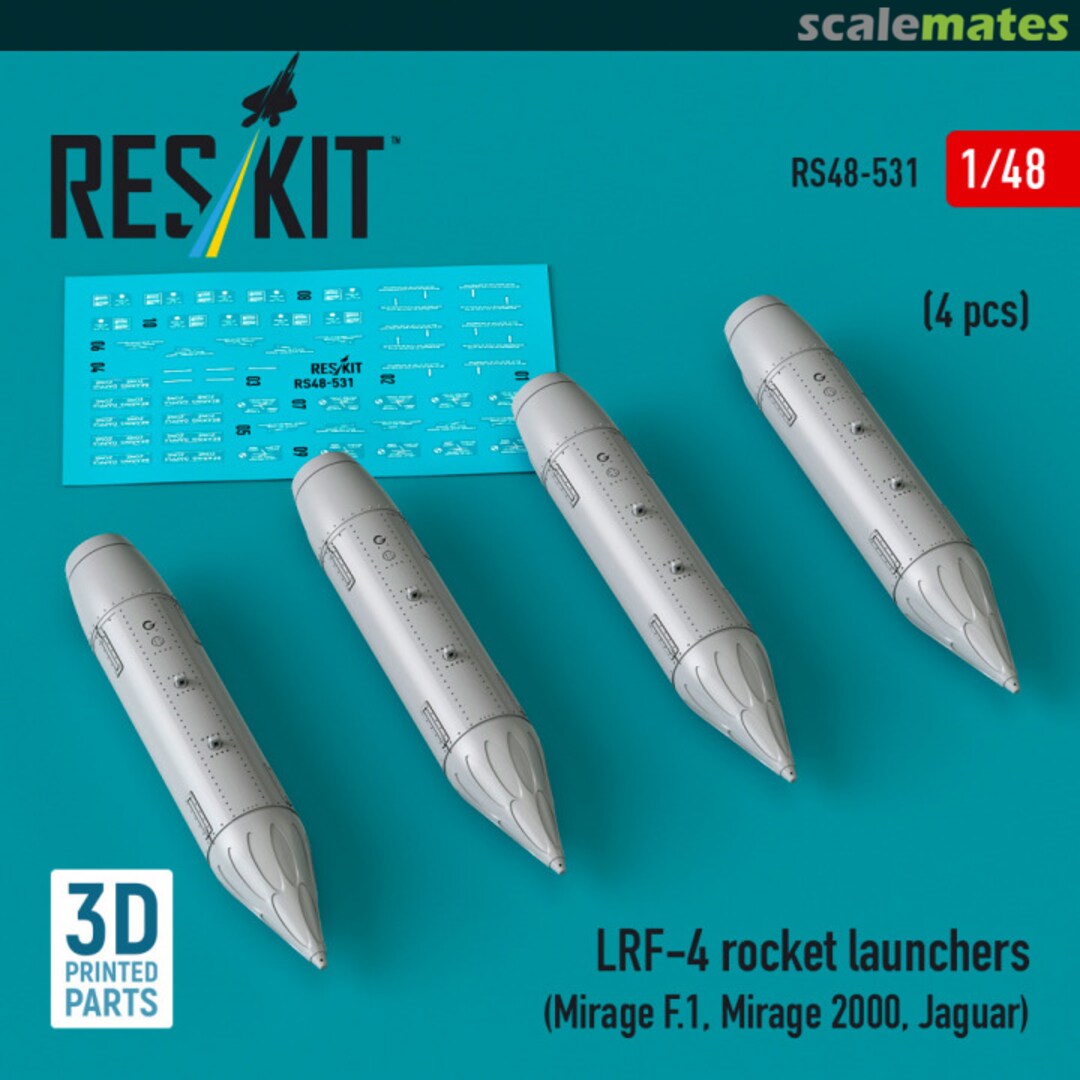 Boxart LRF-4 rocket launchers (4 pcs) (Mirage F.1, Mirage 2000, Jaguar) (3D Printed) RS48-0531 ResKit Boxart LRF-4 rocket launchers (4 pcs) (Mirage F.1, Mirage 2000, Jaguar) (3D Printed) RS48-0531 ResKit