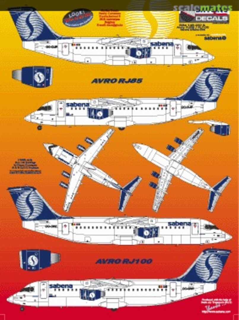 Boxart Sabena scheme 2000 BAe146 / Avro RJ SKY144-54 Skyline Decals Boxart Sabena scheme 2000 BAe146 / Avro RJ SKY144-54 Skyline Decals