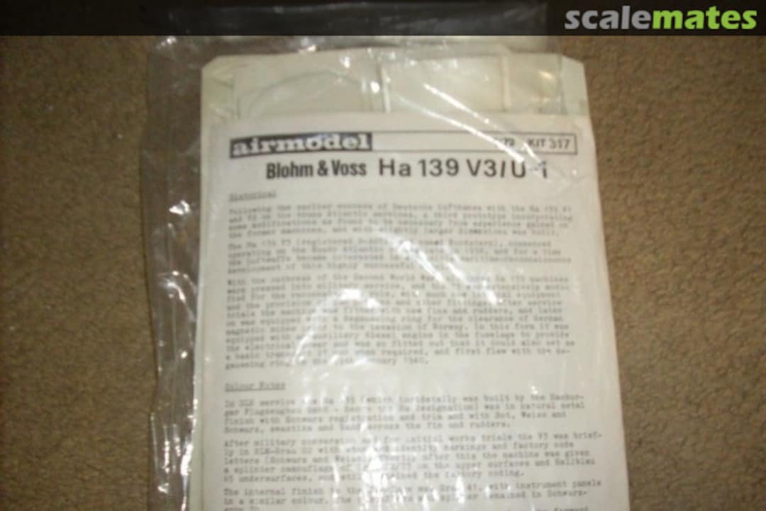 Boxart Blohm & Voss Ha 139 V3 / U-1 317 Airmodel Boxart Blohm & Voss Ha 139 V3 / U-1 317 Airmodel