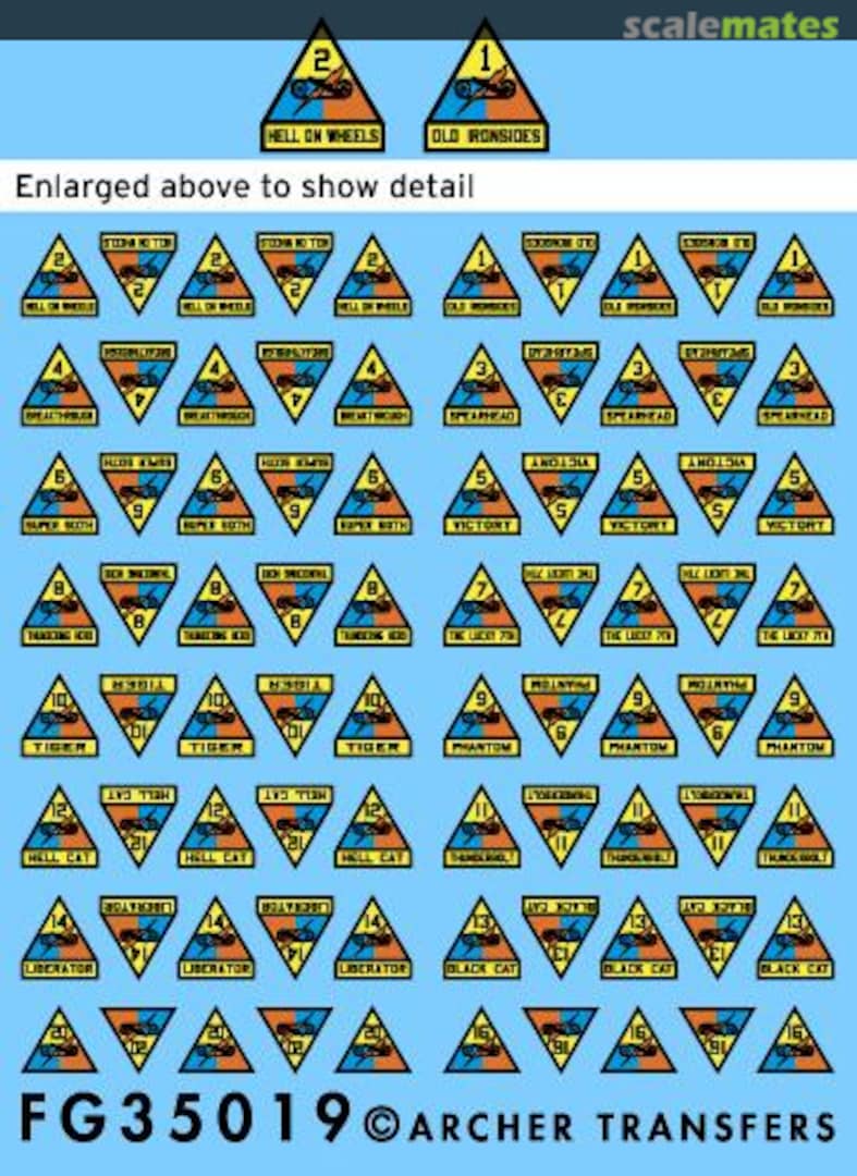 Boxart US armored division patches FG35019 Archer Boxart US armored division patches FG35019 Archer