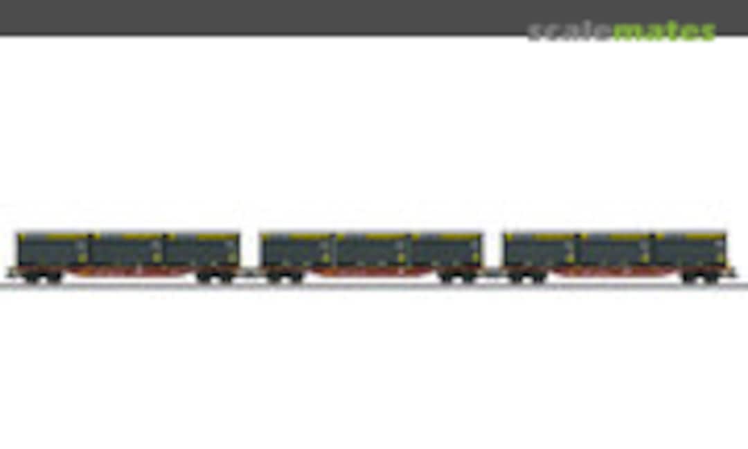 Three container wagons Sngss with WoodTainer XXL containers (Märklin 47090)