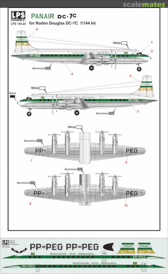 Boxart Panair do Brasil Douglas DC-7C second color scheme PP-PEG LPS144-24 LPS Hobby Boxart Panair do Brasil Douglas DC-7C second color scheme PP-PEG LPS144-24 LPS Hobby