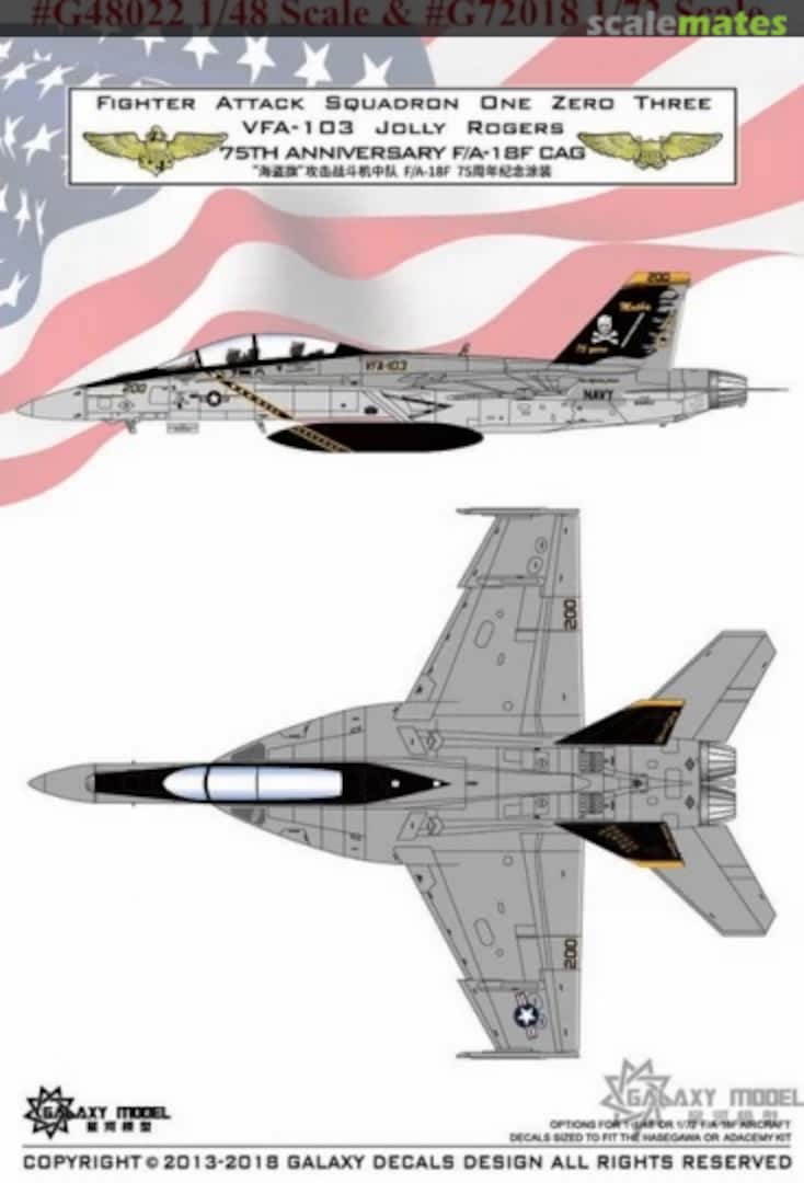 Boxart F/A-18F VFA103 Jolly Rogers 75th anniversary G48022 Galaxy Model Boxart F/A-18F VFA103 Jolly Rogers 75th anniversary G48022 Galaxy Model