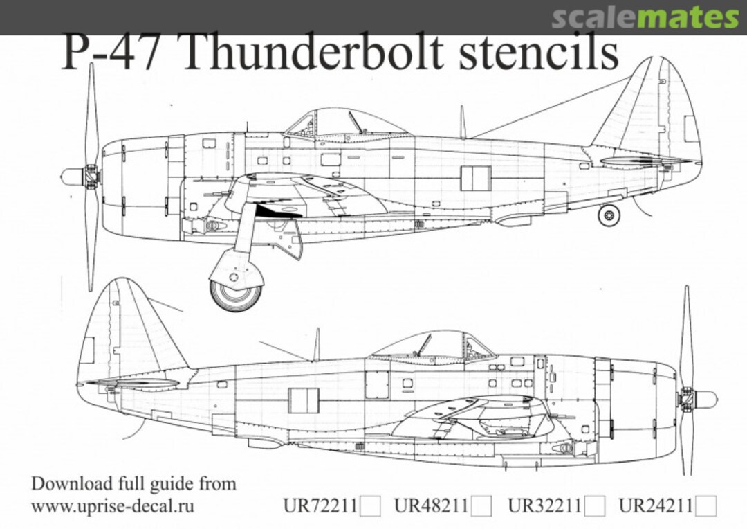 Boxart P-47 Thunderbolt stencils FFA (removable film) UR48211 UpRise Decal Boxart P-47 Thunderbolt stencils FFA (removable film) UR48211 UpRise Decal