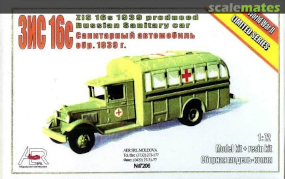 Boxart ZIS 16s 1939 produced Russian Sanitary Car 7206 AER Model Studio Boxart ZIS 16s 1939 produced Russian Sanitary Car 7206 AER Model Studio