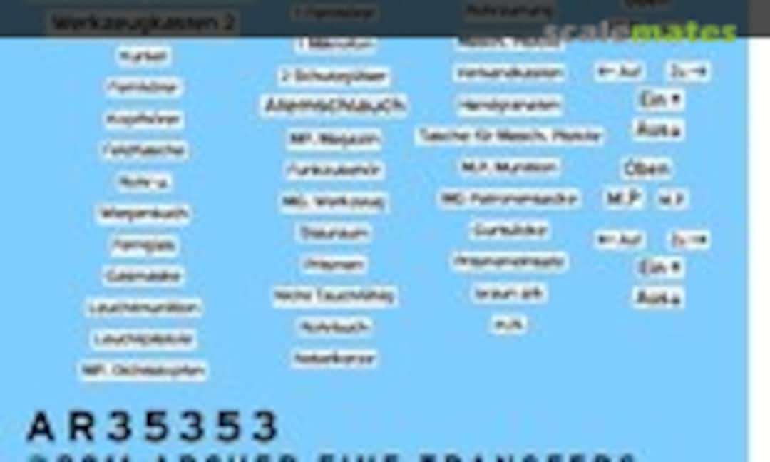 1:35 Tiger Tank Interior Stencils (Archer AR35353) AR35353