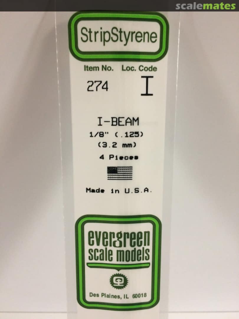 Boxart 1/8" (0.125") Opaque White Polystyrene I-Beam 274 Evergreen Scale Models Boxart 1/8" (0.125") Opaque White Polystyrene I-Beam 274 Evergreen Scale Models