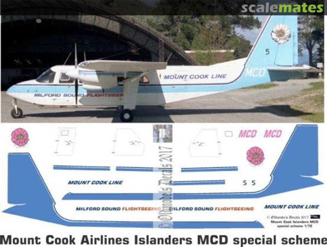Boxart Islander - Mt Cook MCD special scheme OMD1178 Oldmodels Decals Boxart Islander - Mt Cook MCD special scheme OMD1178 Oldmodels Decals