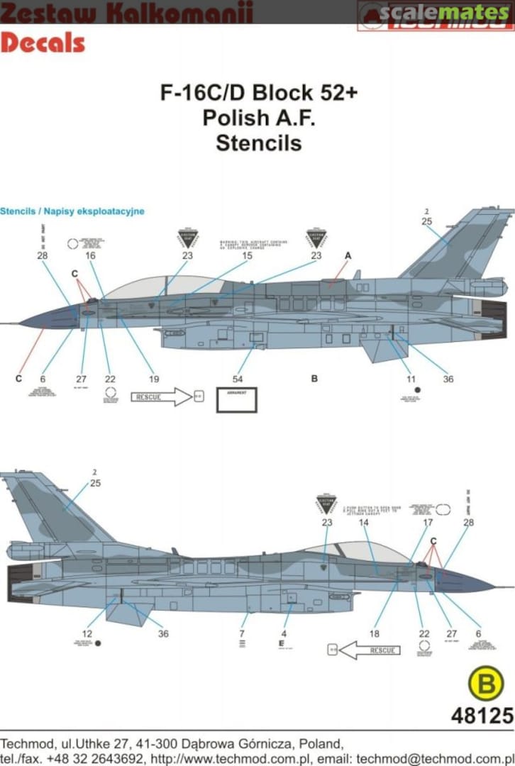 Boxart F-16 Falcon Viper C/D Block 52+ Stencils Polish AF 48125 Techmod