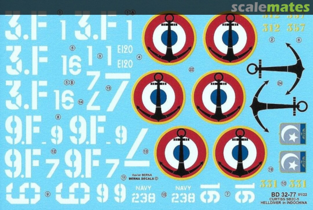 Boxart Curtiss SB2C-5 Helldiver BD 32-77 Berna Decals