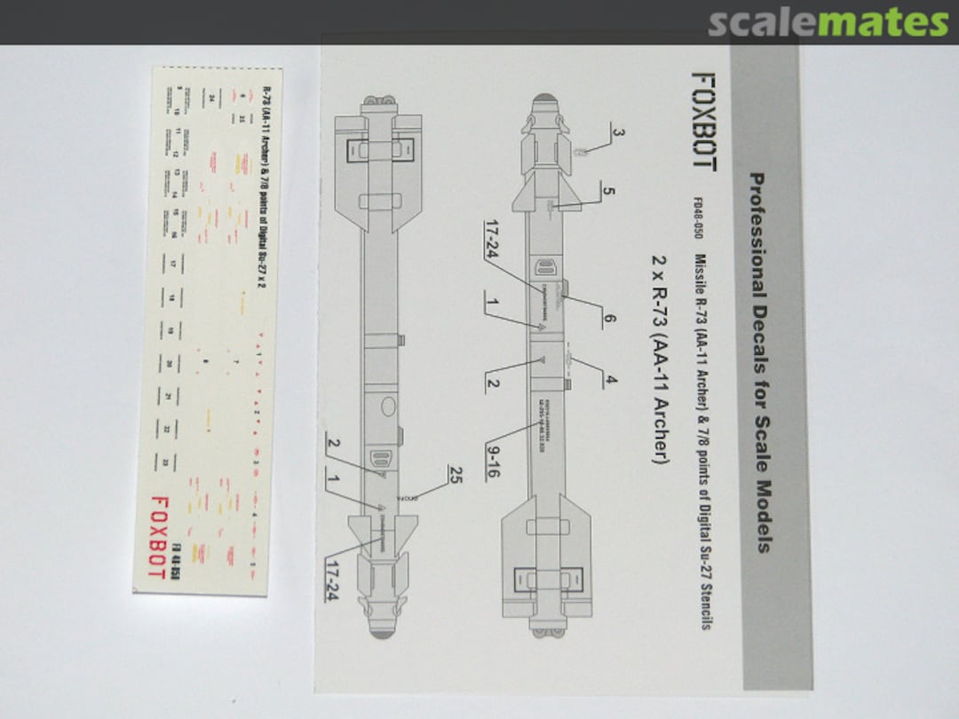 Boxart Soviet Missile R-73 (AA-11 Archer) & 7/8 points for Digital Su-27 Stencils 48-050 Foxbot Boxart Soviet Missile R-73 (AA-11 Archer) & 7/8 points for Digital Su-27 Stencils 48-050 Foxbot